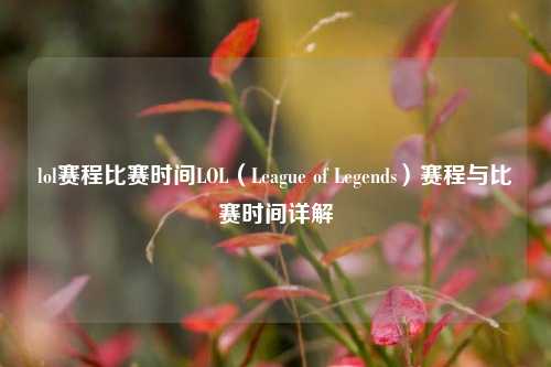 lol赛程比赛时间LOL（League of Legends）赛程与比赛时间详解