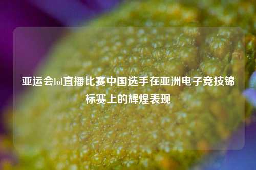 亚运会lol直播比赛中国选手在亚洲电子竞技锦标赛上的辉煌表现