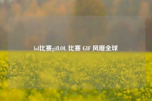 lol比赛gifLOL 比赛 GIF 风靡全球