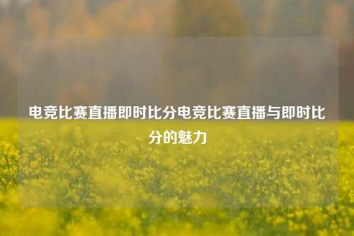 电竞比赛直播即时比分电竞比赛直播与即时比分的魅力