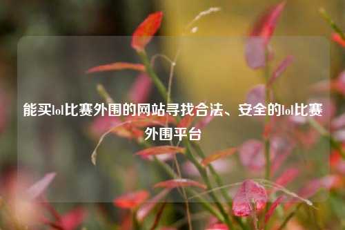 能买lol比赛外围的网站寻找合法、安全的lol比赛外围平台