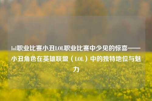 lol职业比赛小丑LOL职业比赛中少见的惊喜——小丑角色在英雄联盟（LOL）中的独特地位与魅力