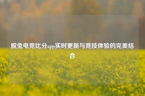 脱兔电竞比分app实时更新与竞技体验的完美结合