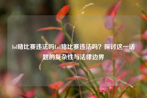 lol赌比赛违法吗Lol赌比赛违法吗？探讨这一话题的复杂性与法律边界