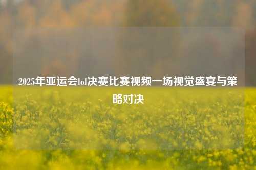 2025年亚运会lol决赛比赛视频一场视觉盛宴与策略对决