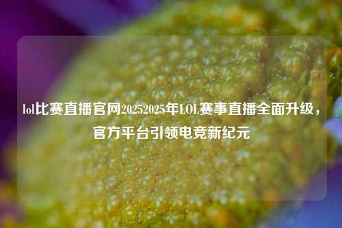 lol比赛直播官网20252025年LOL赛事直播全面升级，官方平台引领电竞新纪元