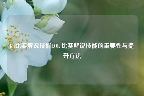lol比赛解说技能LOL 比赛解说技能的重要性与提升方法