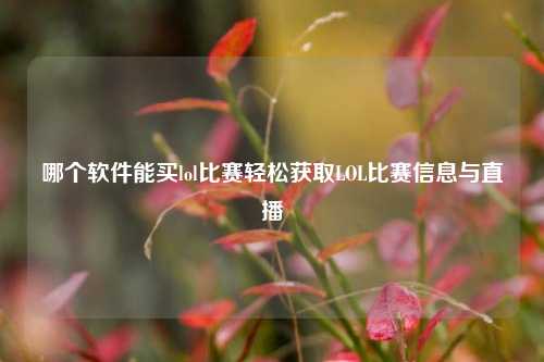 哪个软件能买lol比赛轻松获取LOL比赛信息与直播