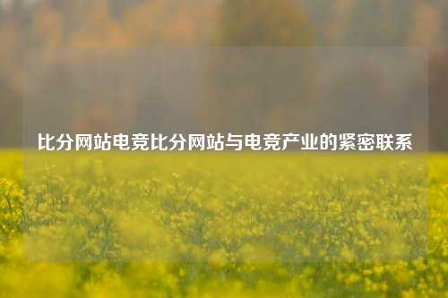 比分网站电竞比分网站与电竞产业的紧密联系