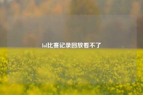 lol比赛记录回放看不了