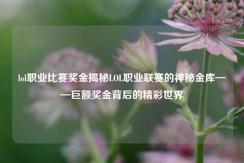 lol职业比赛奖金揭秘LOL职业联赛的神秘金库——巨额奖金背后的精彩世界