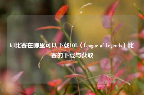 lol比赛在哪里可以下载LOL（League of Legends）比赛的下载与获取