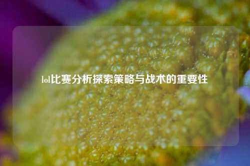 lol比赛分析探索策略与战术的重要性