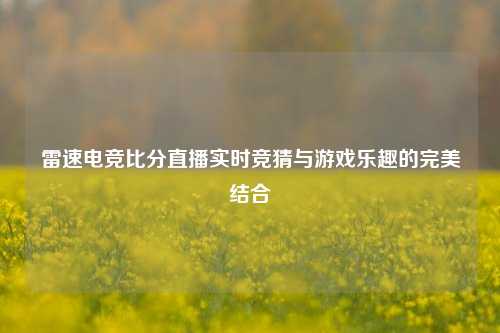雷速电竞比分直播实时竞猜与游戏乐趣的完美结合