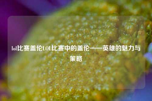 lol比赛盖伦LOL比赛中的盖伦——英雄的魅力与策略