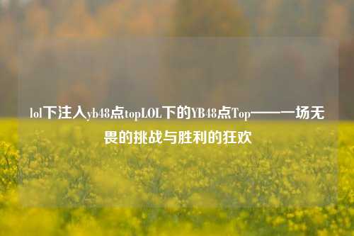 lol下注入yb48点topLOL下的YB48点Top——一场无畏的挑战与胜利的狂欢