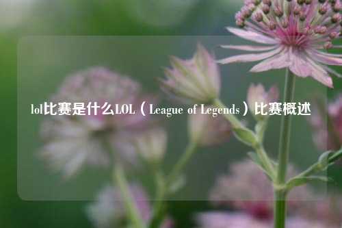 lol比赛是什么LOL（League of Legends）比赛概述