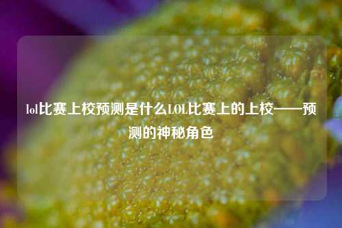 lol比赛上校预测是什么LOL比赛上的上校——预测的神秘角色