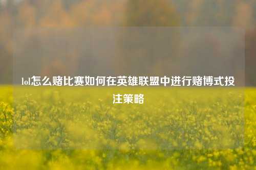 lol怎么赌比赛如何在英雄联盟中进行赌博式投注策略