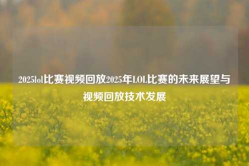 2025lol比赛视频回放2025年LOL比赛的未来展望与视频回放技术发展
