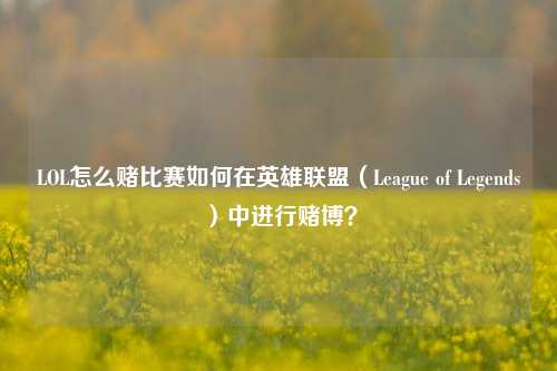 LOL怎么赌比赛如何在英雄联盟（League of Legends）中进行赌博？