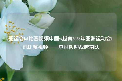 亚运会lol比赛视频中国vs越南2023年亚洲运动会LOL比赛视频——中国队迎战越南队