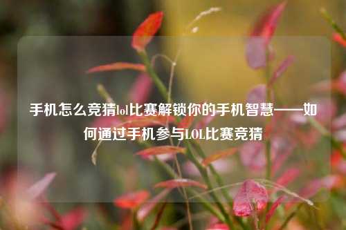 手机怎么竞猜lol比赛解锁你的手机智慧——如何通过手机参与LOL比赛竞猜