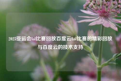 2025亚运会lol比赛回放百度云Lol比赛的精彩回放与百度云的技术支持