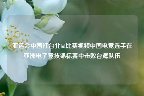 亚运会中国打台北lol比赛视频中国电竞选手在亚洲电子竞技锦标赛中击败台湾队伍