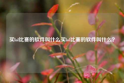 买lol比赛的软件叫什么买lol比赛的软件叫什么？