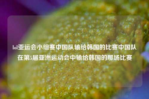 lol亚运会小组赛中国队输给韩国的比赛中国队在第5届亚洲运动会中输给韩国的那场比赛