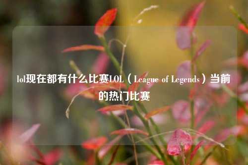 lol现在都有什么比赛LOL（League of Legends）当前的热门比赛