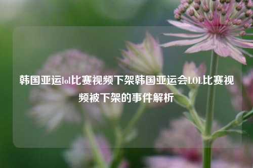 韩国亚运lol比赛视频下架韩国亚运会LOL比赛视频被下架的事件解析